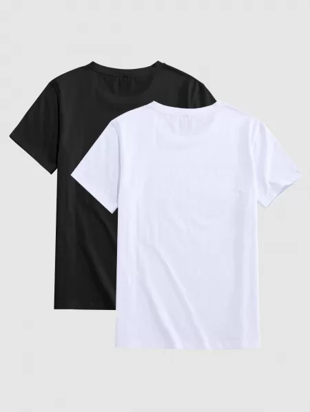 2pcs Solid Color Basic Casual T-shirts