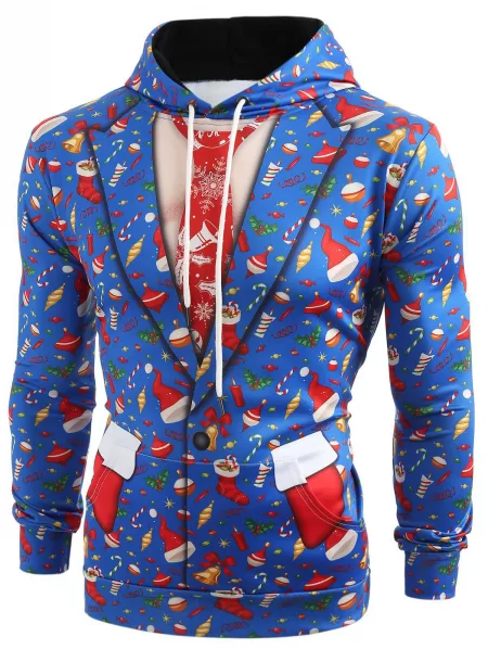 3d Christmas Elements Blazer Print Hoodie