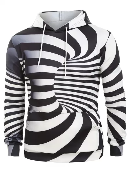 3d Swirl Print Front Pocket Hoodie