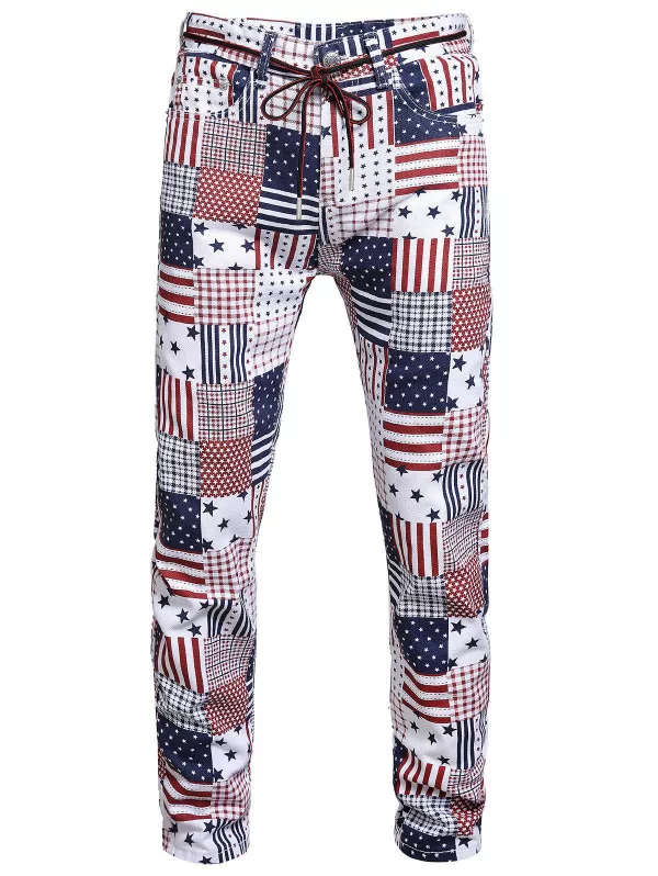 American Flag Pattern Long Jeans