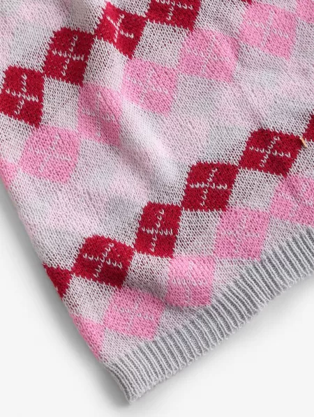 Argyle Halter Slinky Sweater Dress