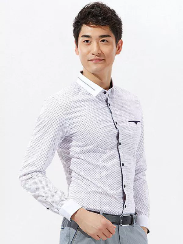 Argyle Print Pocket Long Sleeve Shirt