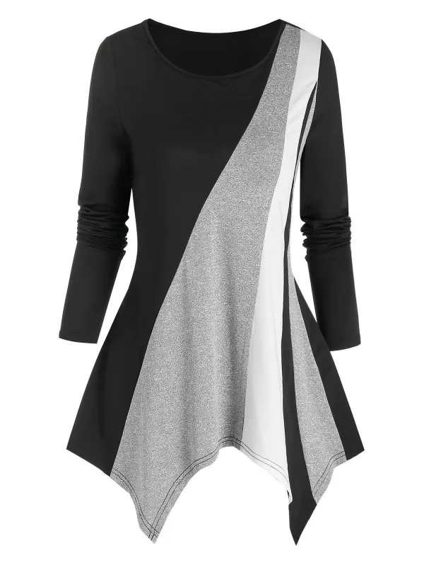 Asymmetric Colorblock T Shirt