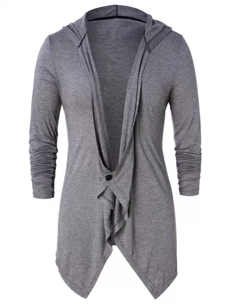 Asymmetric One Button Long Sleeve Hoodie