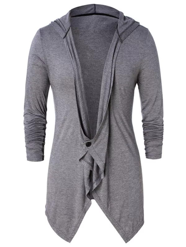 Asymmetric One Button Long Sleeve Hoodie