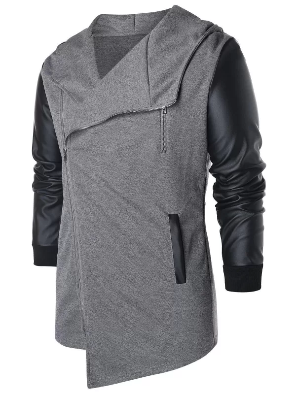 Asymmetric Panel Zip Embellished Coat