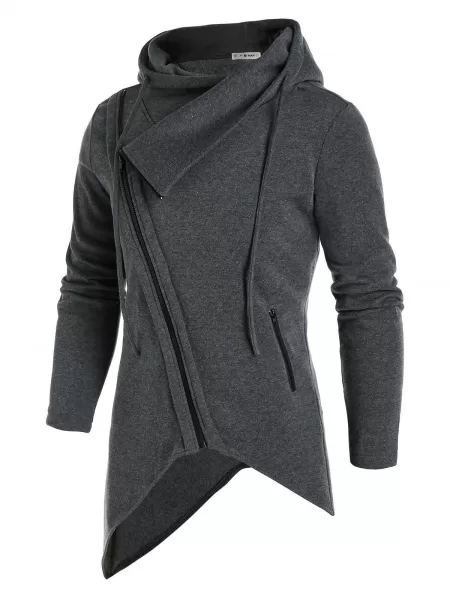 Asymmetrical Heathered Fleece Hoodie