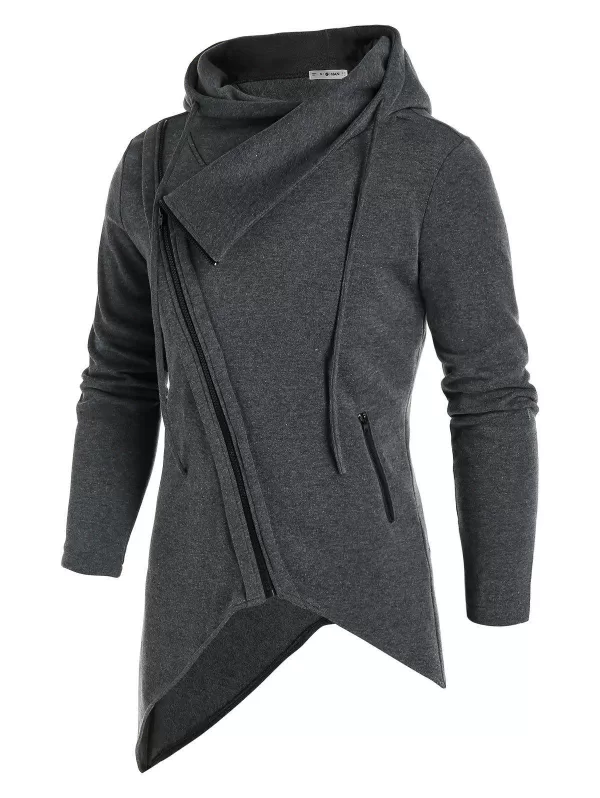 Asymmetrical Heathered Fleece Hoodie