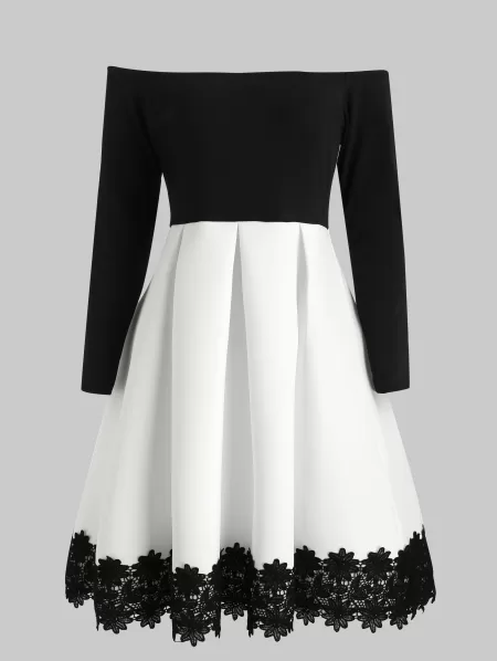 Bare Shoulder Long Sleeve Cocktail Dress