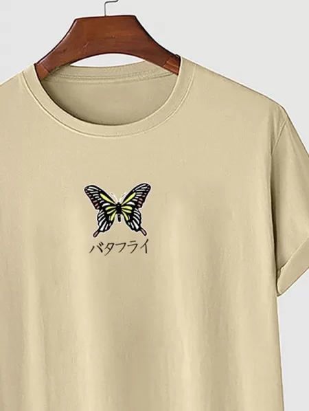 Butterfly Japanese Printed Casual T-shirt