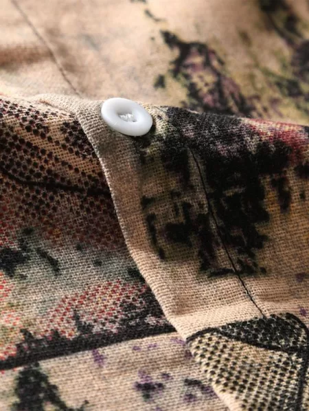 Button Up Ethnic Printed Vintage Shirt