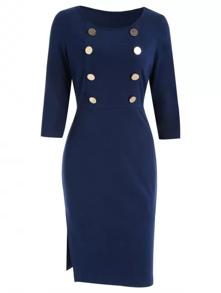 Buttons Front Slim Dress