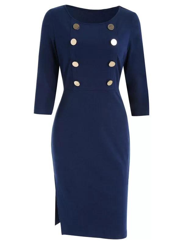 Buttons Front Slim Dress