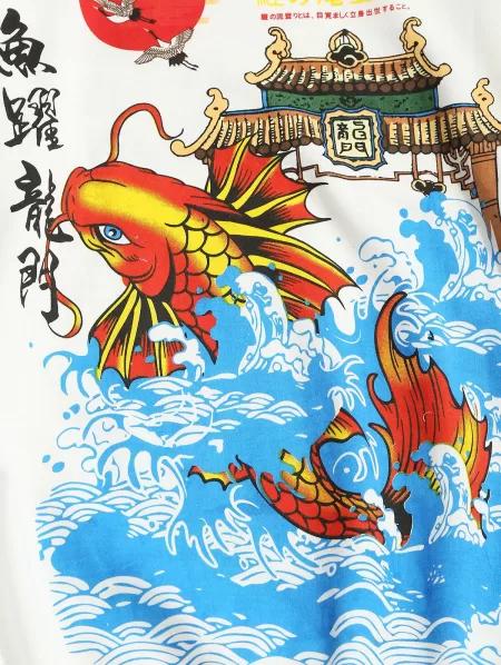 Carp Leaping Over Dragon Gate Chinoiserie Crewneck Sweatshirt