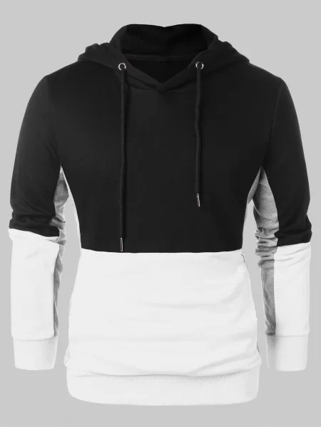 Casual Panel Drawstring Hoodie