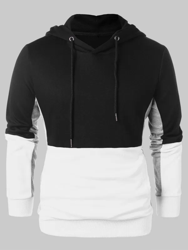 Casual Panel Drawstring Hoodie