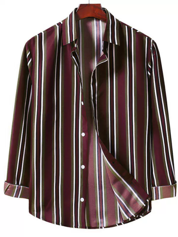 Casual Vertical Stripe Button Up Shirt