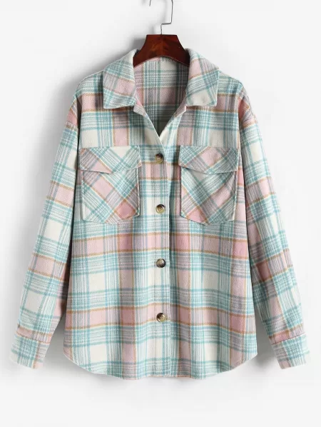 Checked Wool Blend Shacket