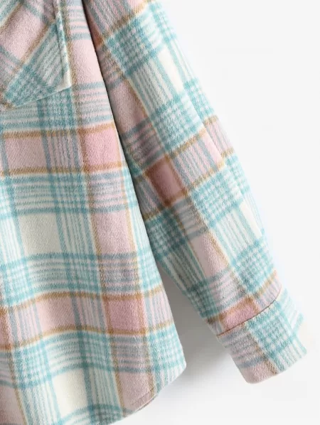 Checked Wool Blend Shacket