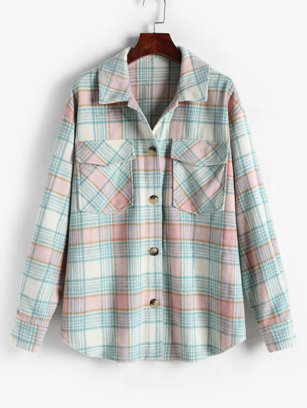 Checked Wool Blend Shacket