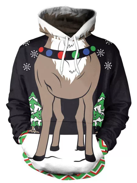 Christmas Holiday Reindeer 3d Code Print Hoodie