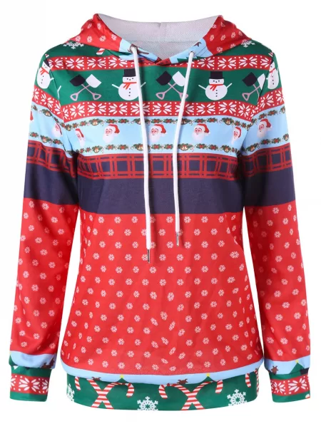 Christmas Print Pullover Hoodie