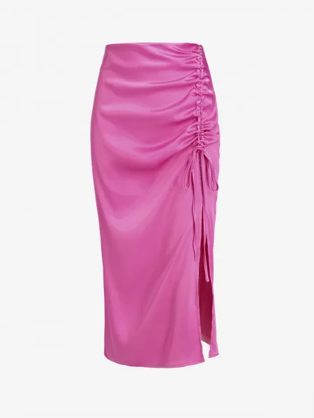 Cinched Slit Midi Skirt