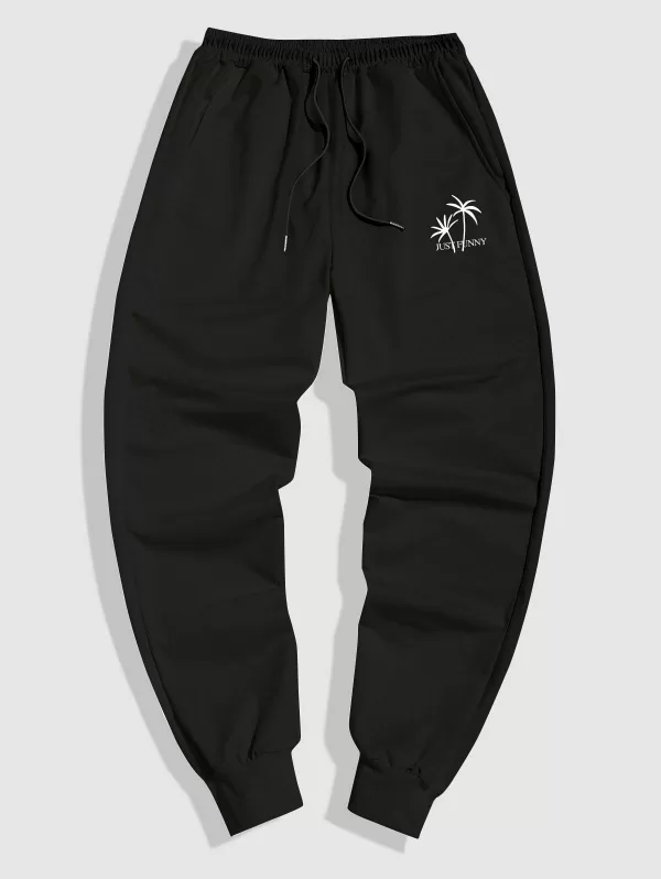 Coconut Tree Printed Drawstring Jogger Sweatpants