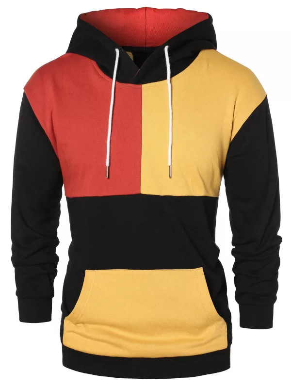 Color Block Drawstring Long Sleeve Hoodie