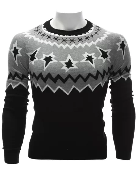 Color Block Waviness Graphic Crew Neck Sweater