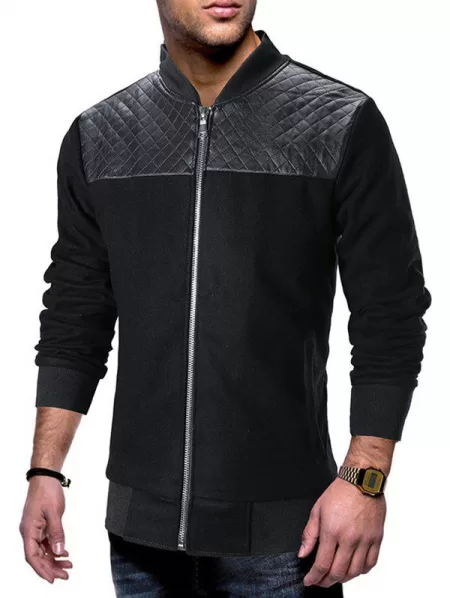 Color Block Zip Up Baseball Jacket