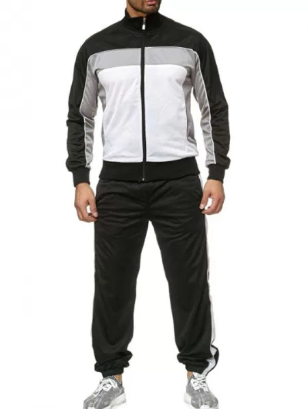 Color Block Zipper Design Sports Suit