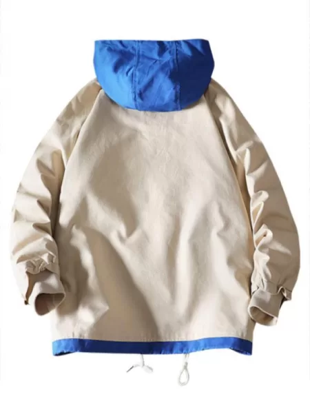 Colorblock Flap Pocket Raglan Sleeve Hooded Jacket