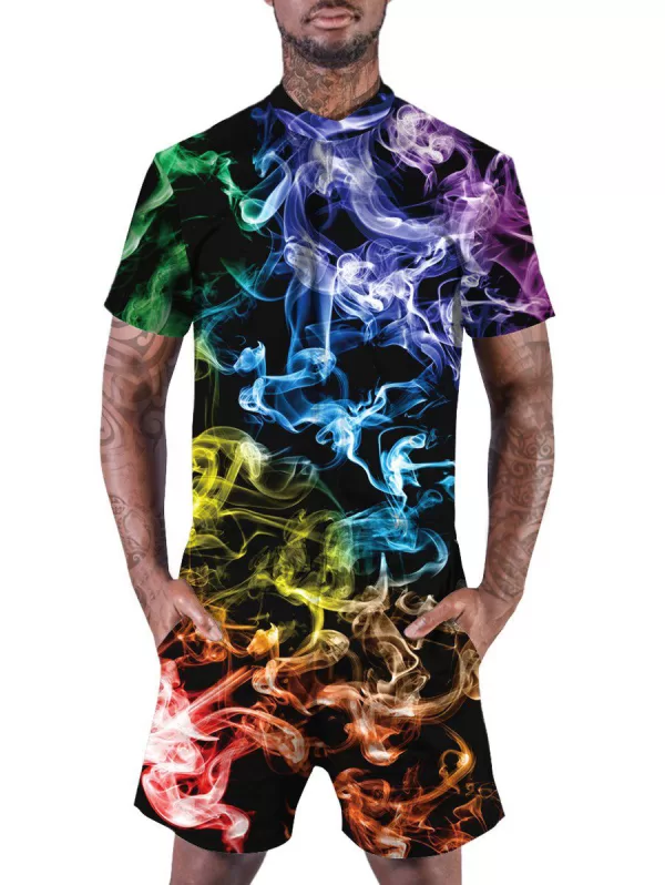 Colorful 3d Digital Smoke Print Romper