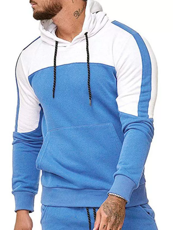 Contrast Color Kangaroo Pockets Hoodie