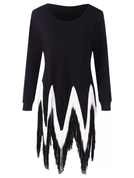 Contrast Fringed Sweatshirt