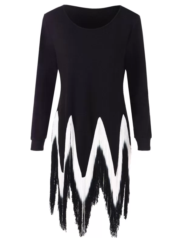Contrast Fringed Sweatshirt