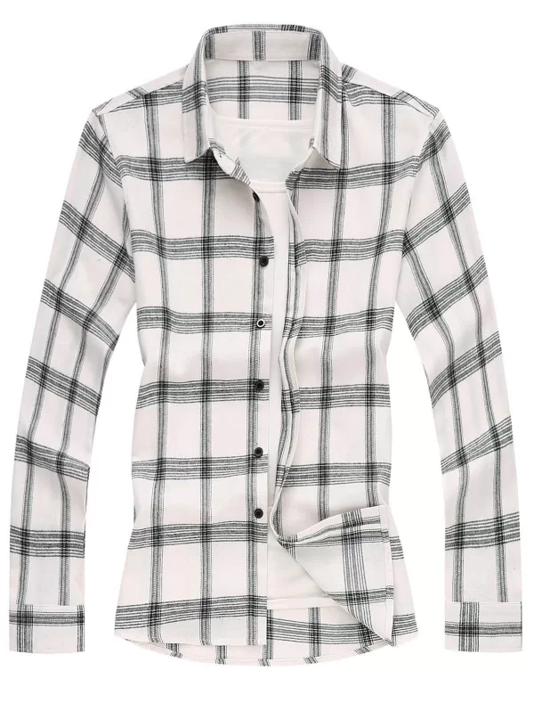 Contrast Plaid Long Sleeves Shirt