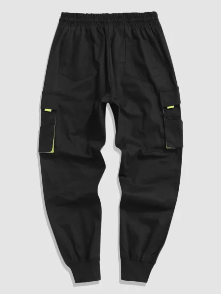Contrasting Letter Beam Feet Cargo Techwear Pants