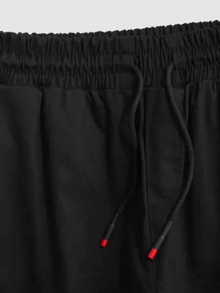 Contrasting Letter Beam Feet Cargo Techwear Pants