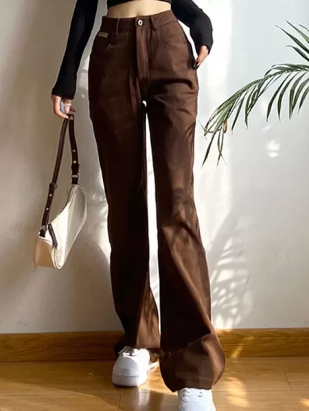 Cowl Neck Cinched Top And Wide Leg Jeans Set