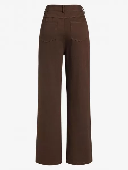 Cowl Neck Cinched Top And Wide Leg Jeans Set