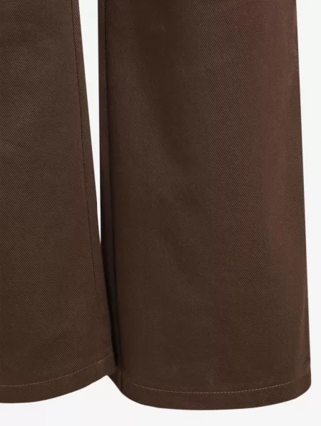 Cowl Neck Cinched Top And Wide Leg Jeans Set