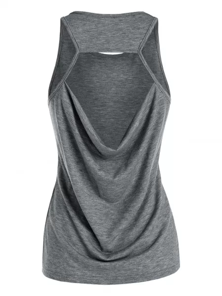Cut Out Draped Heathered Tank Top