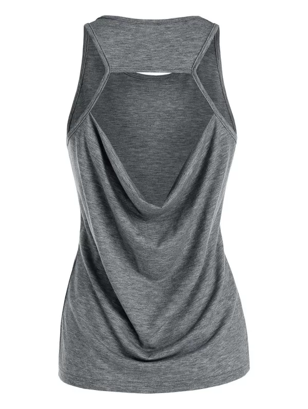 Cut Out Draped Heathered Tank Top