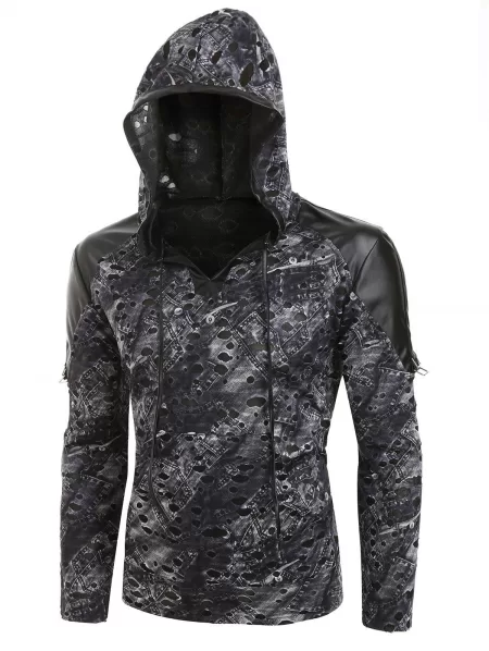 Destroyed Pocket Decoration Hoodie