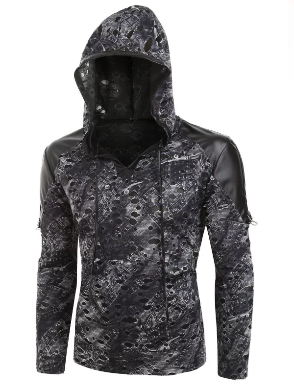 Destroyed Pocket Decoration Hoodie