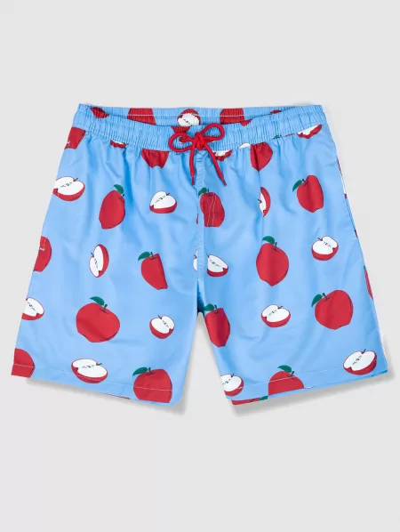 Drawstring Pockets Fruit Apple Print Casual Shorts