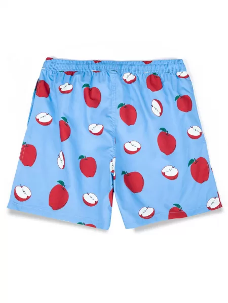 Drawstring Pockets Fruit Apple Print Casual Shorts