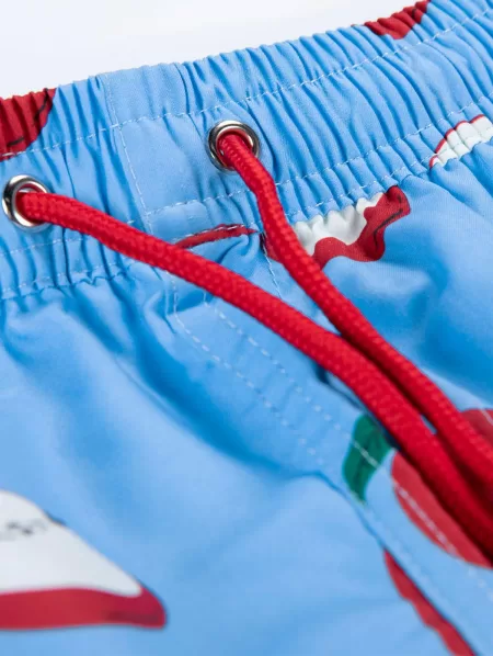 Drawstring Pockets Fruit Apple Print Casual Shorts